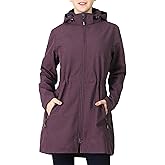 Outdoor Ventures Women's Softshell Jacket with Removable Hood Fleece Lined Windbreaker Insulated Long Warm Rain Jacket
