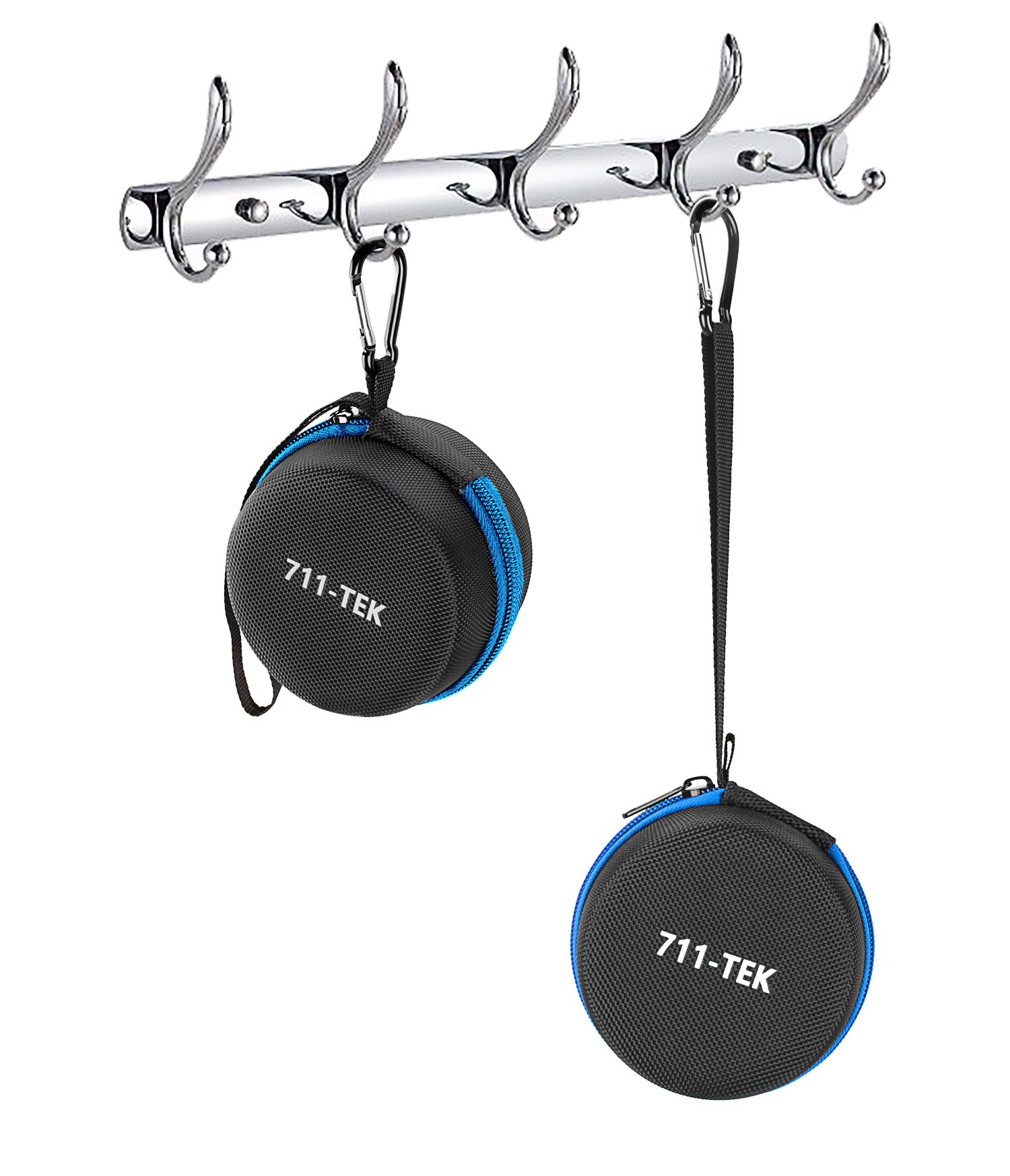 711TEK Echo Dot (2nd Generation) Case, Portable Carrying Travel Bag Protective Hard Case Cover with Screw-Lock Carabiner, Fits Phone Headset, Charger and USB Cable (Black)