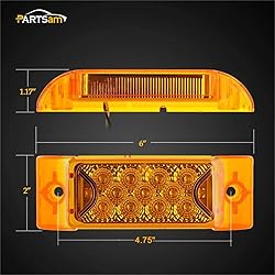 Partsam 2Pcs 6" Amber 13 LED Reflective Rectangle