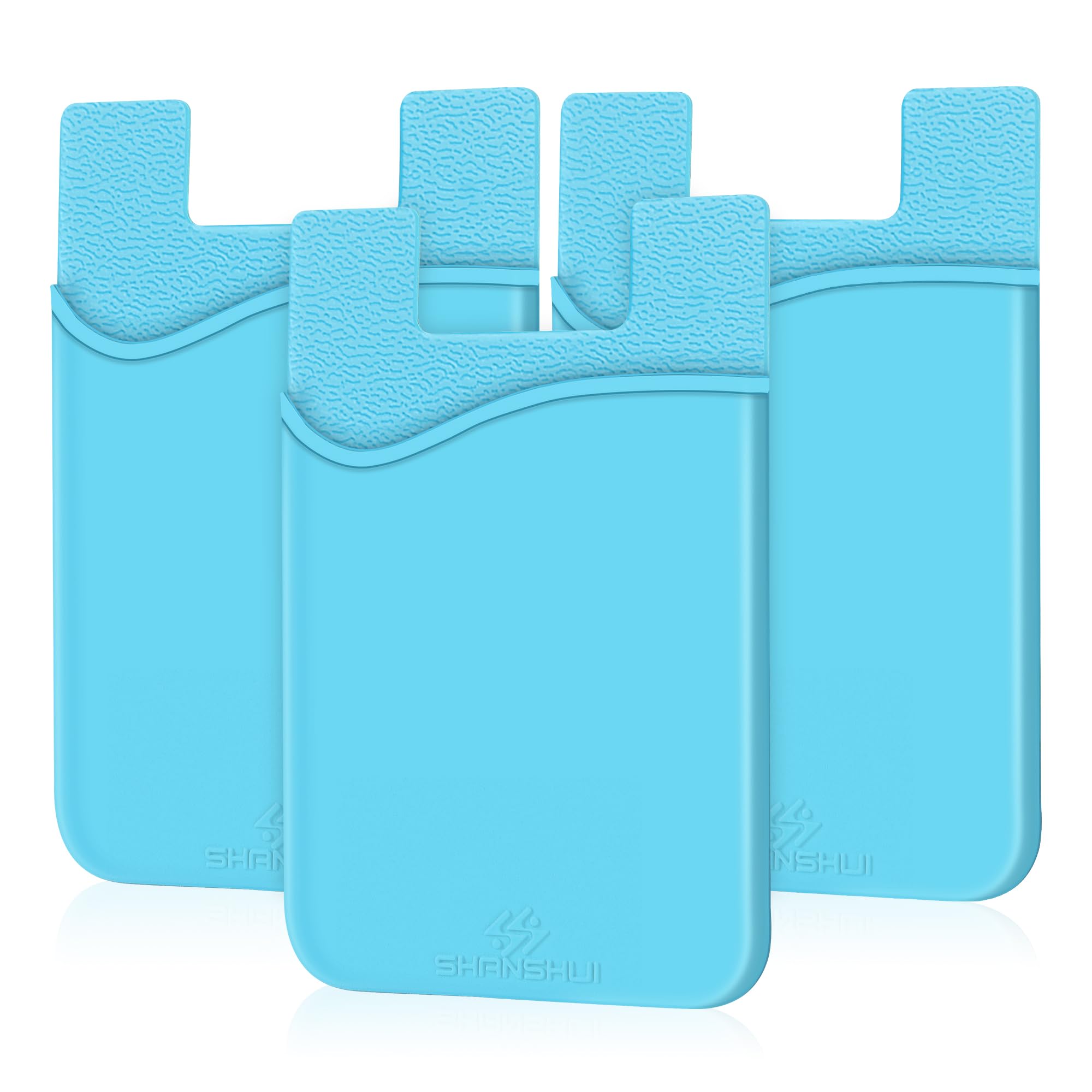 SHANSHUI 3 Pack Phone Wallet, Ultra-Slim Silicone Phone Card Holder Credit Card ID Card Pocket for Android & Most Smartphones - Blue