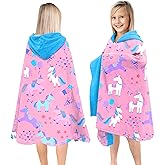 HSUIOFE Hooded Towels for Kids -Toddler Beach Towel- Super Absorbent & Quick Dry 100% Cotton 30x50 Inch - to Kid Ages 3-10-Sky Blue Unicorn Pattern Design