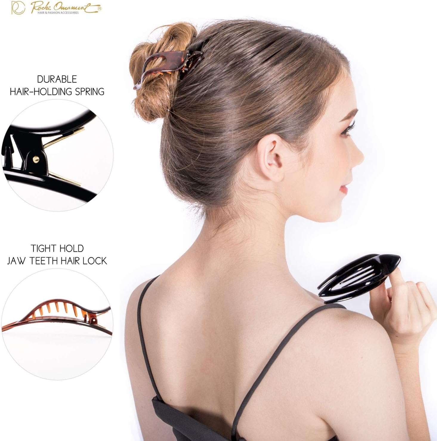 RC ROCHE 1 Pcs Flat Hair Clips Big Claw for Thick Hair French Duckbill Women No Slip Side Slide Curved Alligator Concord Strong Grip Hold Volume Lay Down Clamp - Image 3