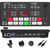 CINETREAK Stream 1 Live Streaming Switcher 4 HDMI &amp; AUX Inputs, PTZ Control Dual RTMP Streaming Chroma/Luma Key Recording &amp; Playback and Landscape &amp; Portrait Livestreaming（NDI Updatable）