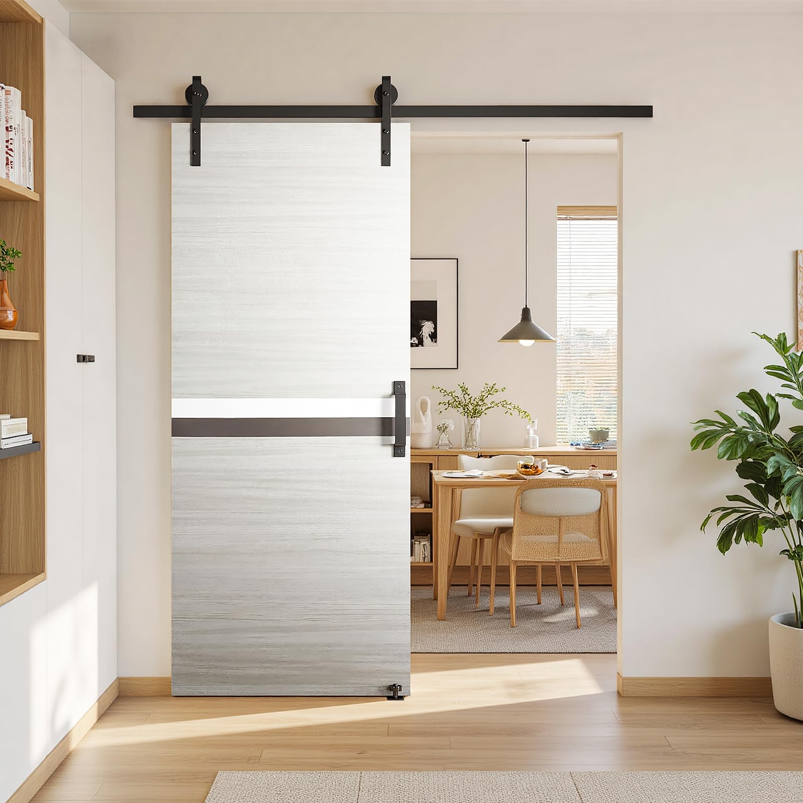Photo 1 of *MINOR DAMAGE - USED*
Lyngins 36" x 84" Melamine Integrated Barn Door Kit with 6.6FT Sliding Barn Door Hardware, Farm Doors Sliding, Waterproof Interior Barn Doors for Bathroom/Closet, No Extra Assembly, Gray