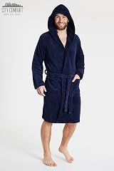 CityComfort Mens Hooded Bathrobe Super Soft Fleece Loungewear Navy M view 4