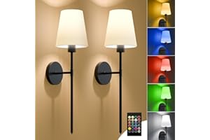 LIGHTANIA Battery Operated Wall Sconces Set of Two, Black Wireless Wall Lights with 5200mAh Dimmable Bulbs and Remote, 12 Color Rechargeable Wall Sconce for Bedroom Living Room Hallway, 24 Inch