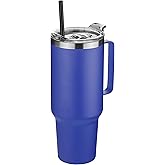 HASLE OUTFITTERS 40 oz Stainless Steel Tumbler with Handle, Vacuum Insulated Tumblers Bulk, Reusable Double Wall Travel Coffee Mug, Durable Powder Coated Water Bottle(Dark Blue, 1)