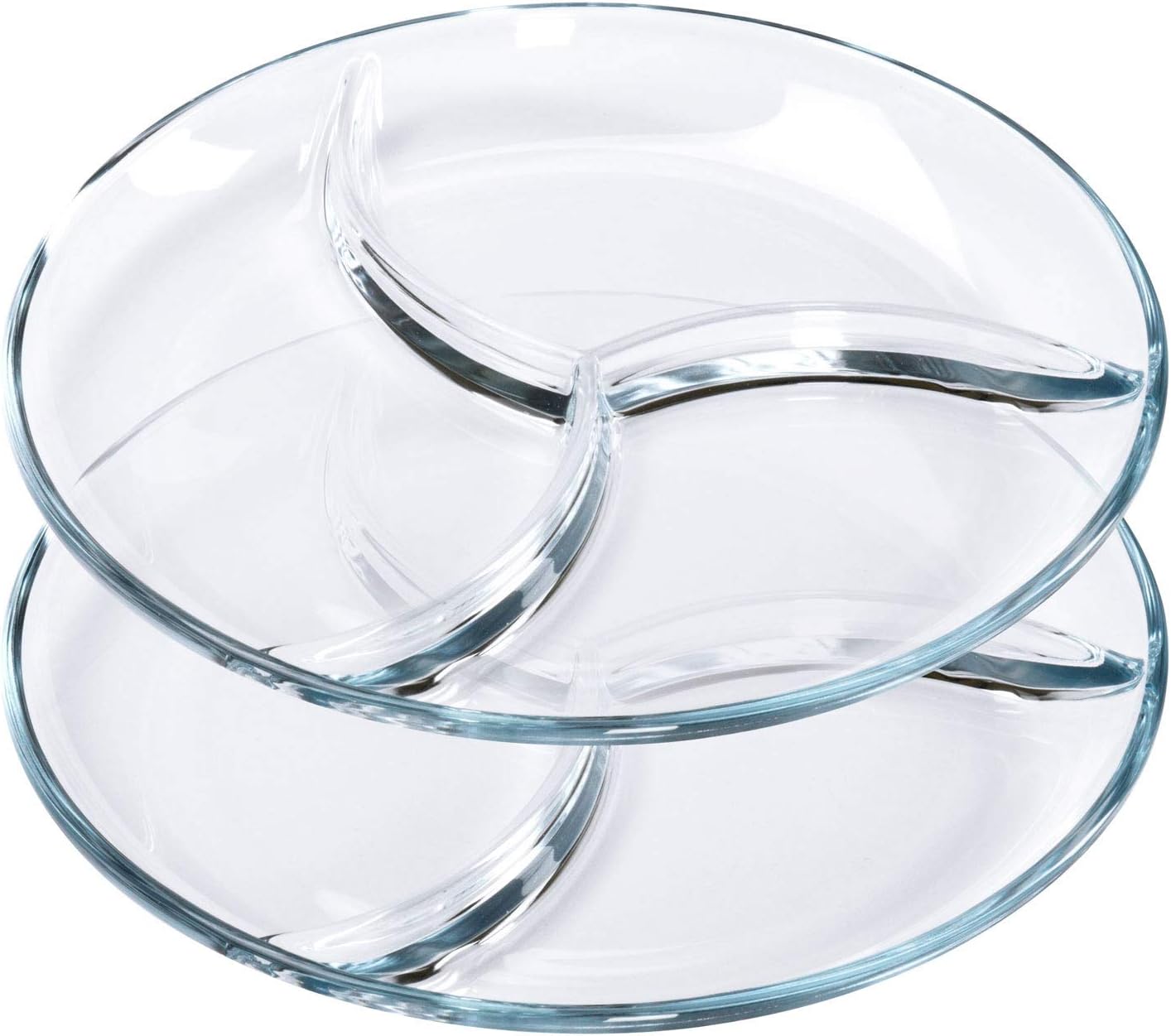 ChasBete Dinner Plates, Crystal Glass Portion Control Plate for Adults Set of 2 Serving Platters/Diet Plate, D 25cm