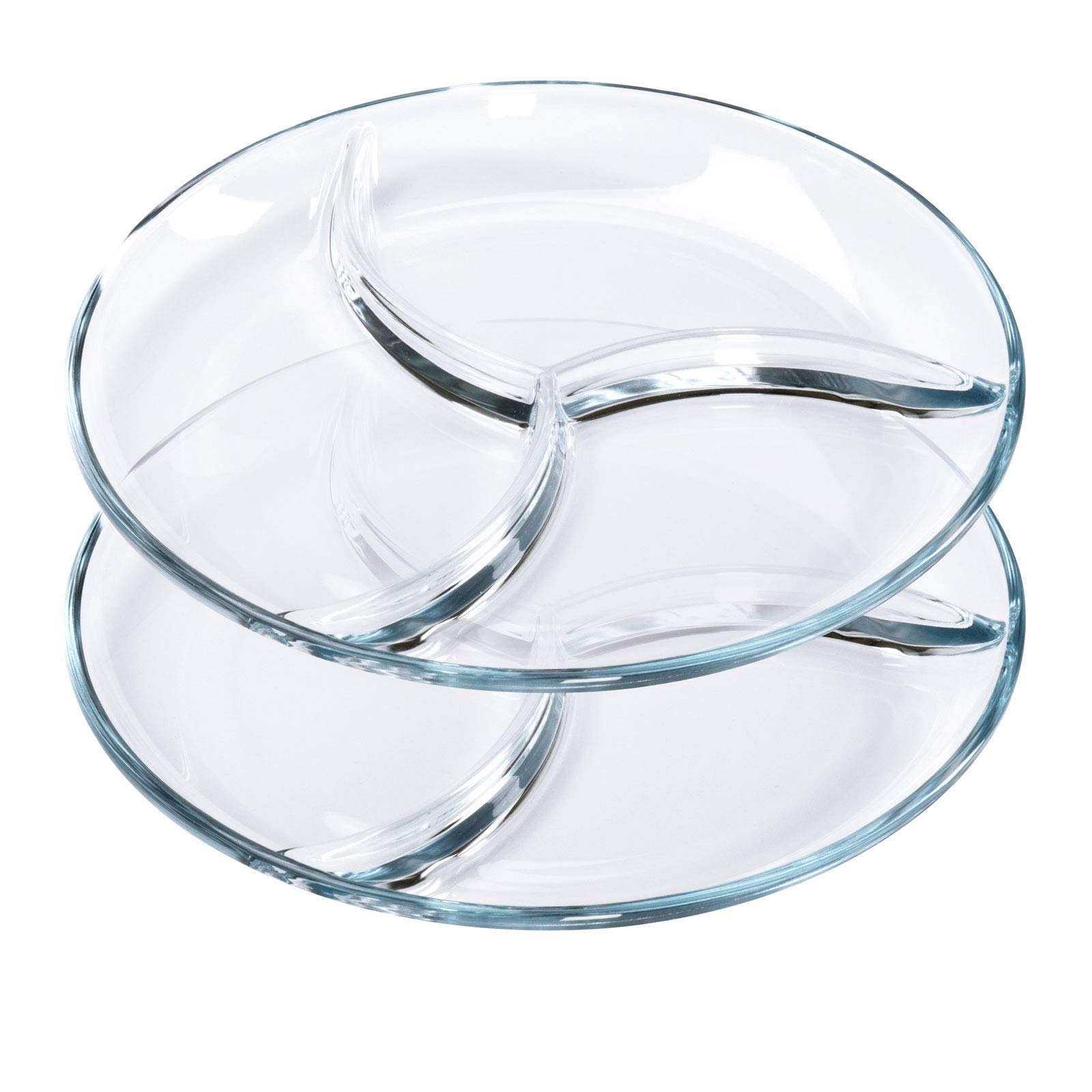 ChasBete Dinner Plates, Crystal Glass Portion Control Plate for Adults, Set of 2 Serving Platters/Diet Plate, D 25cm