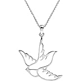 AeraVida Cut-Out Sparrow Bird Outline Pendant .925 Silver Necklace | Cute Sterling Silver Necklace | Trendy Sterling Silver Necklace for Women | Jewelry Gifts for Women | Gift for Daughter