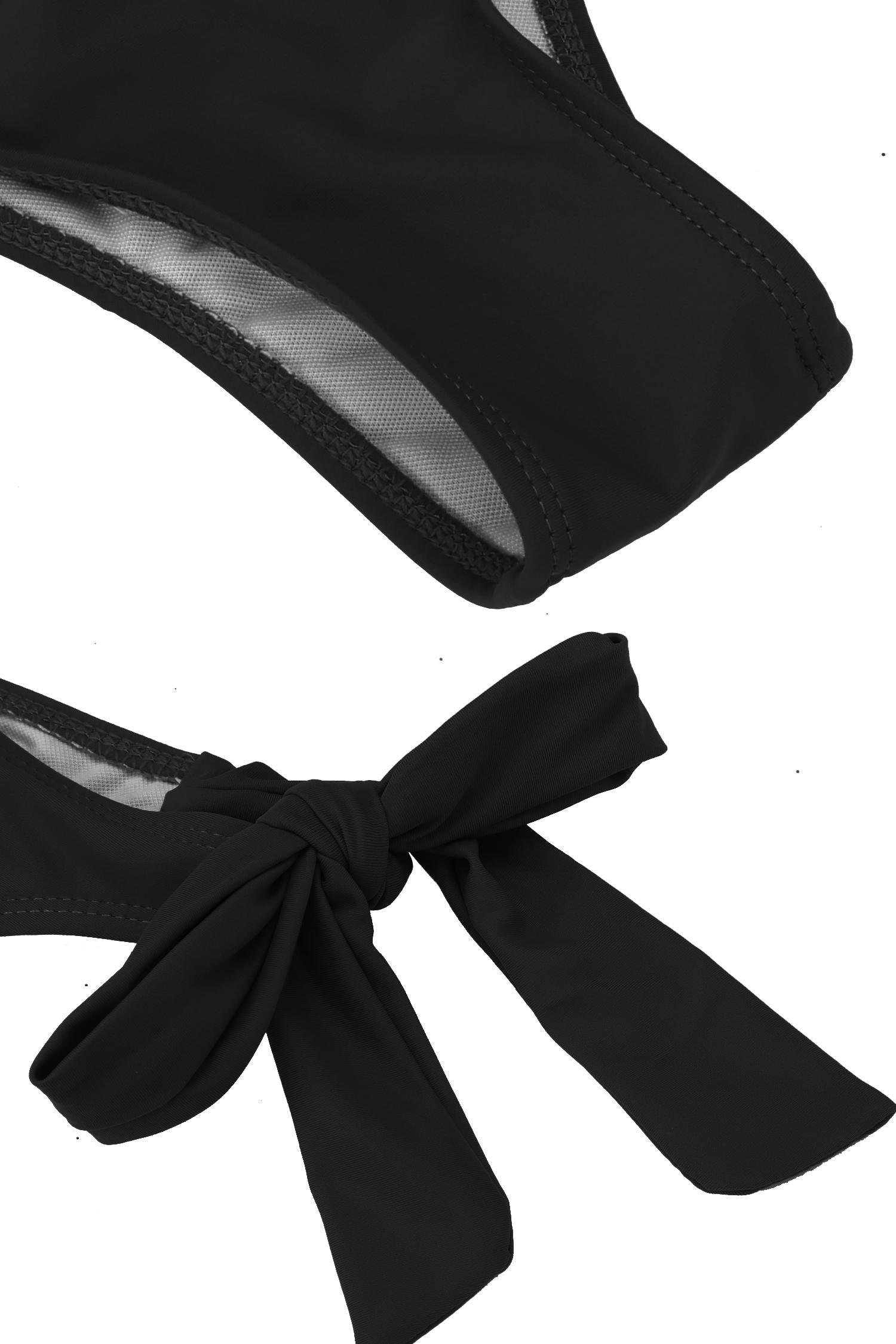 Goodfans Women\'s Halter Lace up Padded Solid Bikini Set Bathing Suit Swimwear