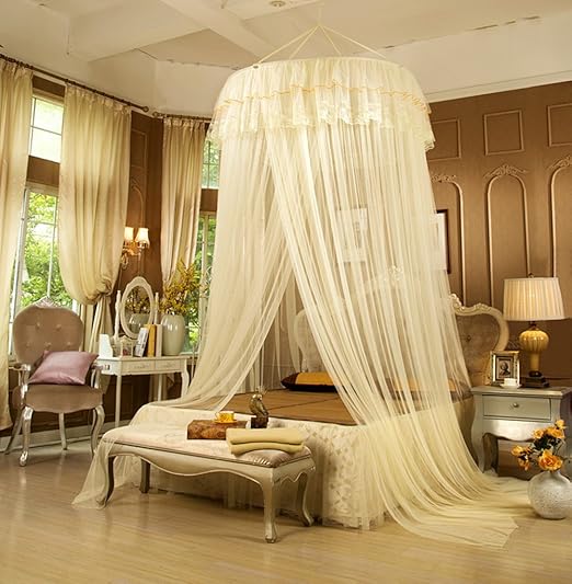 Lifewheel Romantic Princess Round Lace Dome Bed Netting Canopy