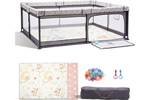 Joypony 5 in 1 Baby Playpen with a Mat, 71"x59" Large Playpen for Babies and Toddlers, Small Baby Play Pens, Indoor & Outdoor Kids Activity Center, Baby Play Yard for Toddler with Gate