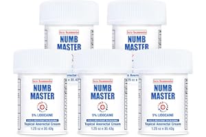 Clinical Resolution Numb Master 5% Lidocaine Topical Numbing Cream, Maximum Strength Long-Lasting Pain Relief, Fast Acting Topical Anesthetic Cream with Aloe Vera, Vitamin E 1.25oz 5 Packages