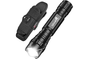 ULTRAFIRE Tactical Flashlight with Holster, Single Mode LED Flashlight 1000 High Lumen Duty Flashlights with Belt Holster and Charger, Bright Small Flash Light WF-501B