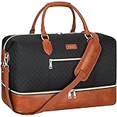 Weekender Bag for Women, Travel Duffel Bag Carry On Overnight Bag with Shoe Compartment Large Nylon Travel Weekend Tote Bag