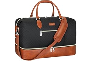 ITIEZY Weekender Bag for Women, Travel Duffel Bag Carry On Overnight Bag with Shoe Compartment Large Nylon Travel Weekend Tote Bag