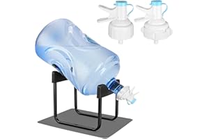 HAVEDAWN 3-5 Gallon Water Jug Stand and 2 Dispenser Valves, Non-Slip Silicone Pad Rust-Resistant Water Stand with BPA Free Fast Flow Water Spout Fits Both 52mm and 55mm Bottles 2 CAPS Included