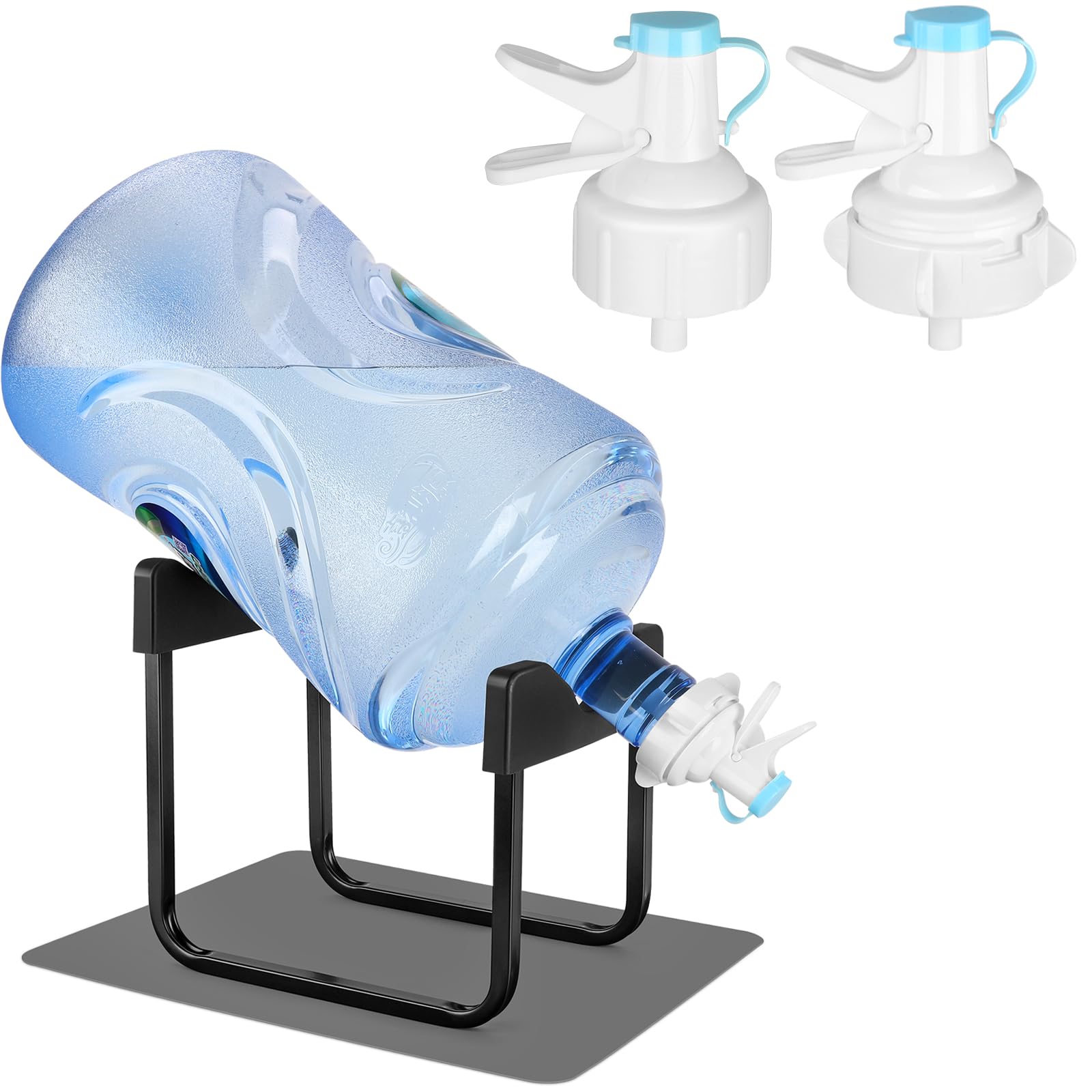 Photo 1 of *UNTESTED*
3-5 Gallon Water Jug Stand and 2 Dispenser Valves, Non-Slip Silicone Pad Rust-Resistant Water Stand with BPA Free Fast Flow Water Spout Fits Both 52mm and 55mm Bottles 2 CAPS Included
