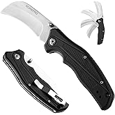 WORKPRO Pocket Knife, Hawkbill Folding Utility Knife | Electrician Knife with Lanyard Hole and Belt Clip for Wire Skinning and Carpet, Linoleum, Cardboard, Rope, Wire Cutting