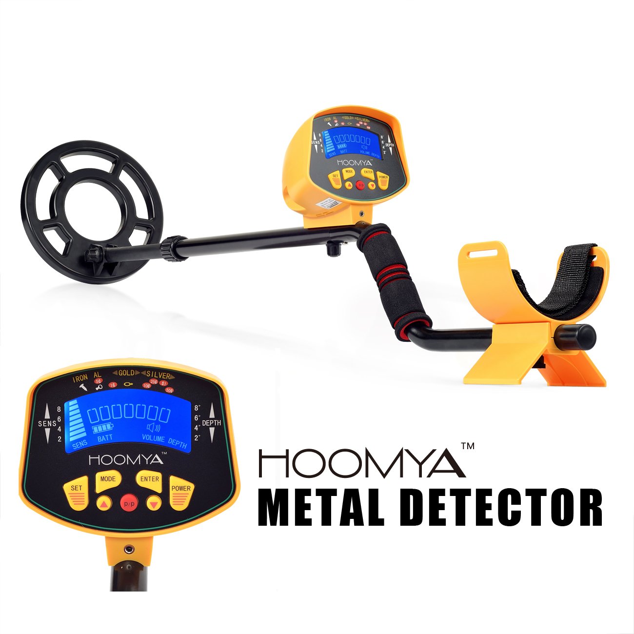 HOOMYA Detector de Metales de Alta Sensibilidad MD-3010II - 8.2 Pulgadas Bobina de Búsqueda Impermeable, Pantalla LCD de Objetos y Profundidad, ...