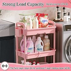 SUNALLY 3 Tier Rolling Cart with Drawer, Bathroom