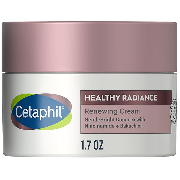 CETAPHIL FACE CREAM, HEALTHY RADIANCE RENEWING CREAM, VISIBLY REDUCES LOOK OF DARK SPOTS, BRIGHTENING LOTION, DESIGNED FOR SENSITIVE SKIN, HYPOALLERGENIC, FRAGRANCE FREE, 1.7OZ