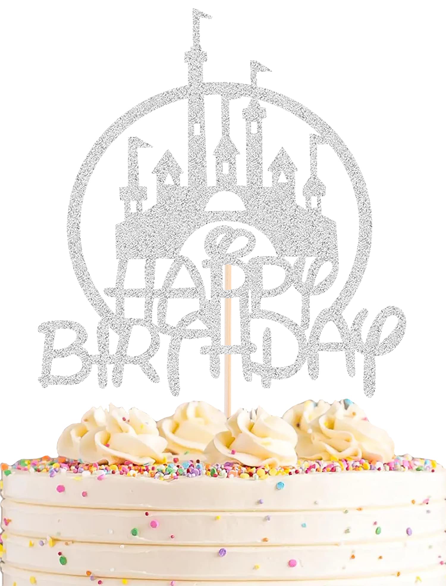 Mua Castle Birthday Cake Topper - Silver Glitter Castle Theme Birthday ...
