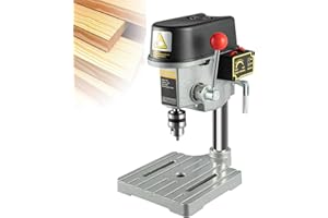 SEANESZTI Mini Electric Bench Drill Stand, 3-Speed Benchtop Drill Press, 110V Low Noise Benchtop Variable Speed Drill Press Electric Bench Drilling Machine for DIY