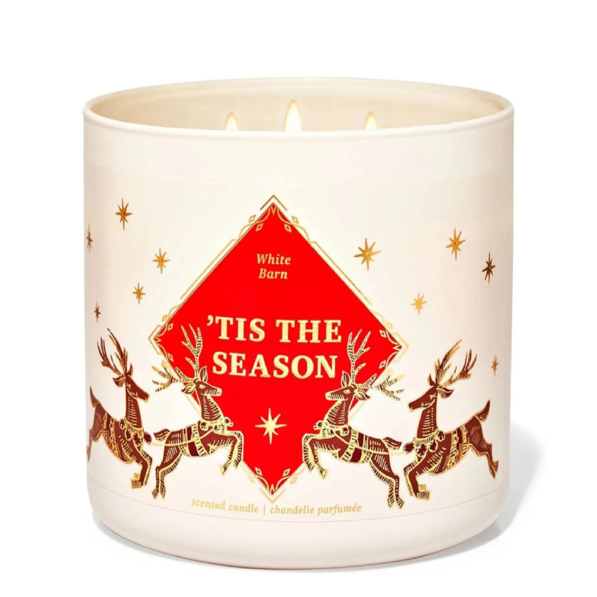B.B.W | Tis The Season 3-Wick Candle | 14.5 oz / 411 g(Rich Red Apple, Sweet Cinnamon and Cedarwood)