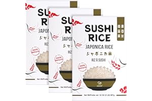 Soeos Sushi Rice 2 Pound (Pack of 3), Short Grain Japonica Rice, Perfect for Sushi Rolls and Mochi, Gluten-Free