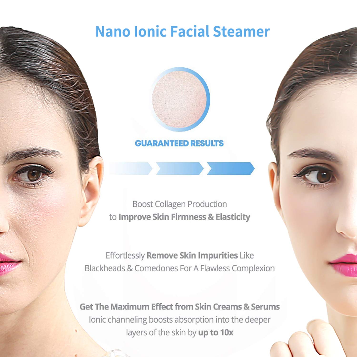 RICANK Nanosteamer Nano Ionic Warm Mist Facial Steamer Hot Mist Moisturizing Cleansing Pores Face Steamer Unclogs Pores Clear Blackheads Acne Comedone Removal Home Sauna Spa Nano Spray Rose Gold: Beauty