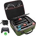 VORI Carrying Case for Nintendo Switch/Switch OLED Model (2021), Hard Travel Storage Protective Case with Handle and Shoulder Strap for Pro Controller, Poke Ball Plus and Switch Accessories, Green