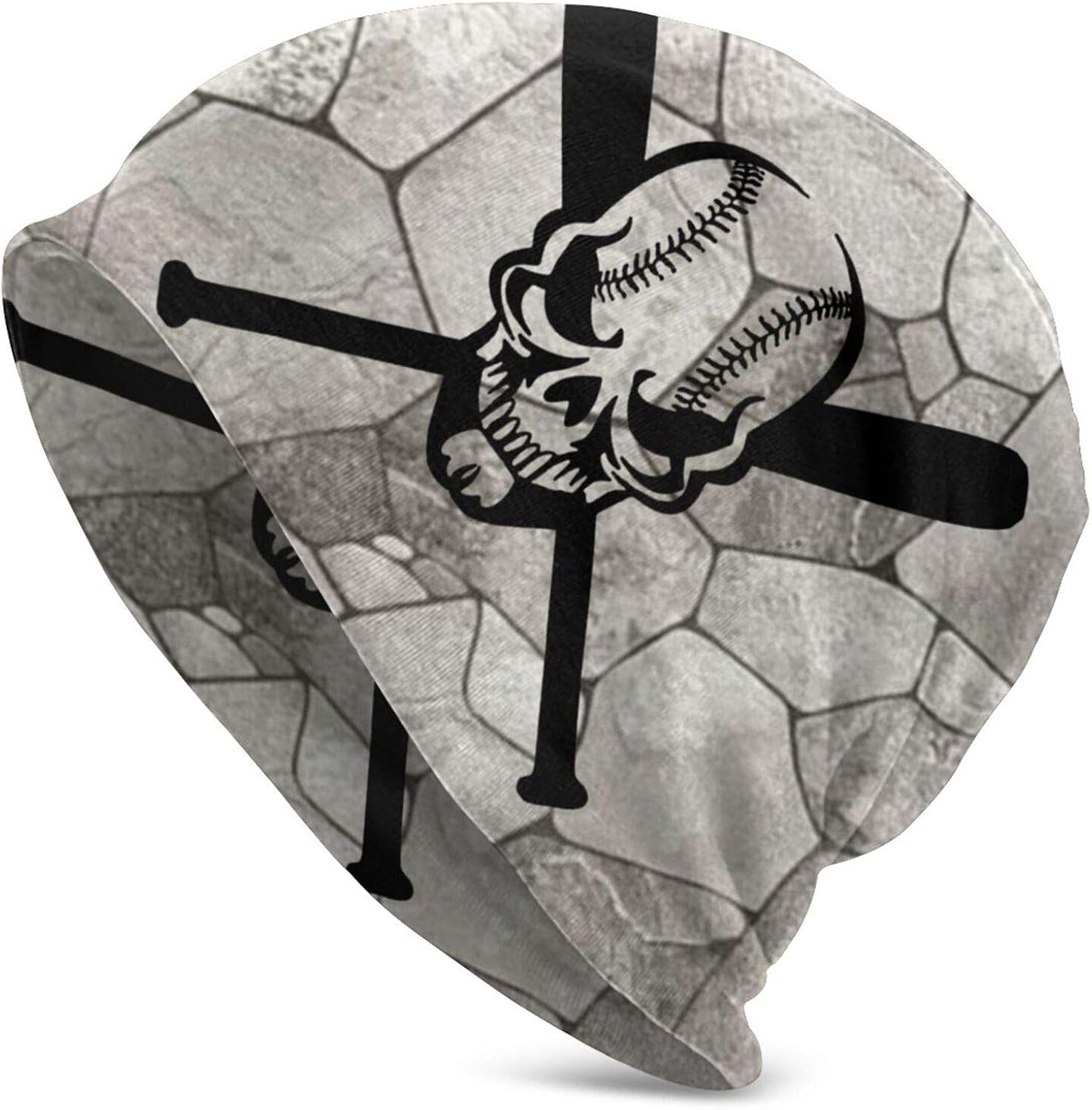 N/A/ Baseball Skull and Bats Adult Men's Knit Hat, Beanie Hat Unisex Adult Hats, Cap, Balaclava