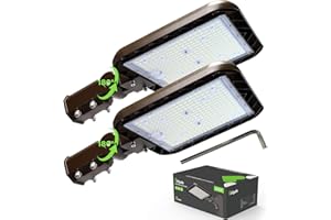 Glitgate 150W Parking Lot Lights, 22500LM(150LM/W) Adjustable Slip Fitter Mount Street Lights with Dusk to Dawn Photocell, 100-277V IP65 Waterproof LED Shoebox Light for Yard, Roadway 2 Pack