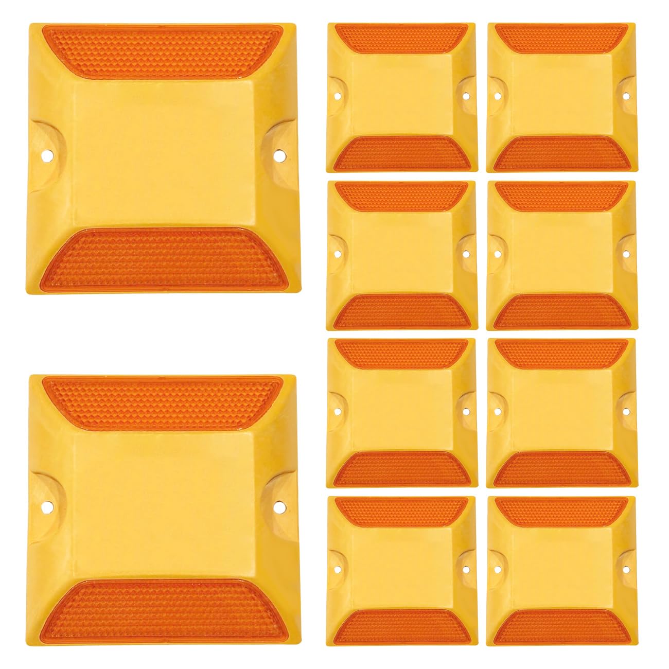 Road Reflectors Driveway Markers, 4 by 4 Inch Double Sided Concrete Driveway Reflectors Reflective Driveway Pavement Markers Plastic Asphalt Road Stud - Pack of 10