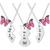 3Pcs Mother Daughter Necklace Set Mom Big Sister Little Sister Pendant Necklaces Heart Matching Necklaces for Mother and Daughter Gifts for Mother’s Day Gifts for Mommy Daughters Birthday Present
