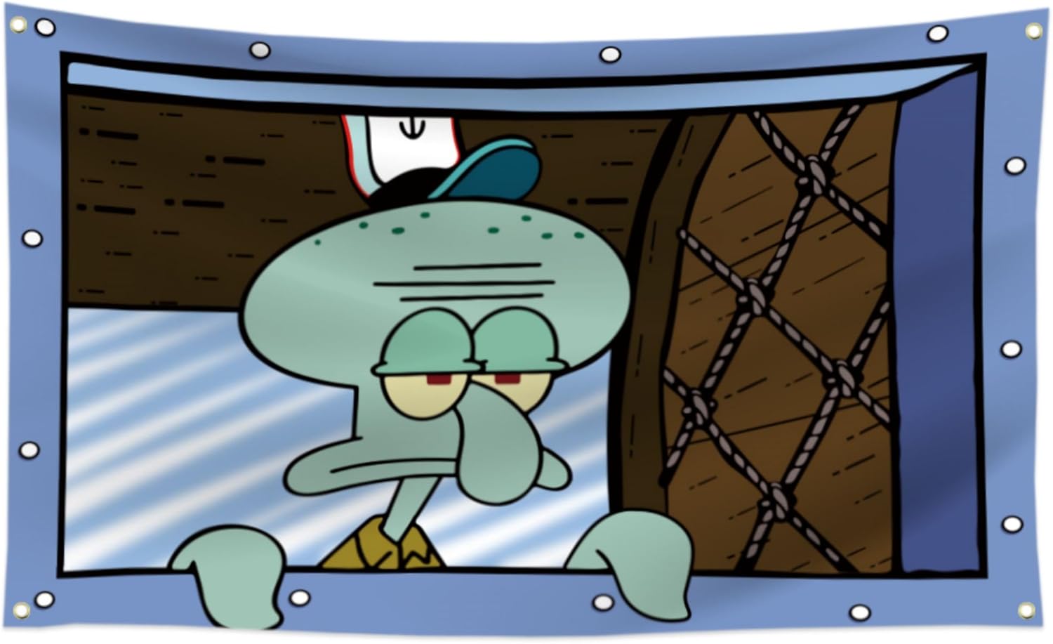 Tapestries - Cartoon Anime Squidward Funny Flags Wall Tapestry 3X5Ft With 4 Brass Grommets Flag Banner For College Dorm Room,Bedroom Decoration……