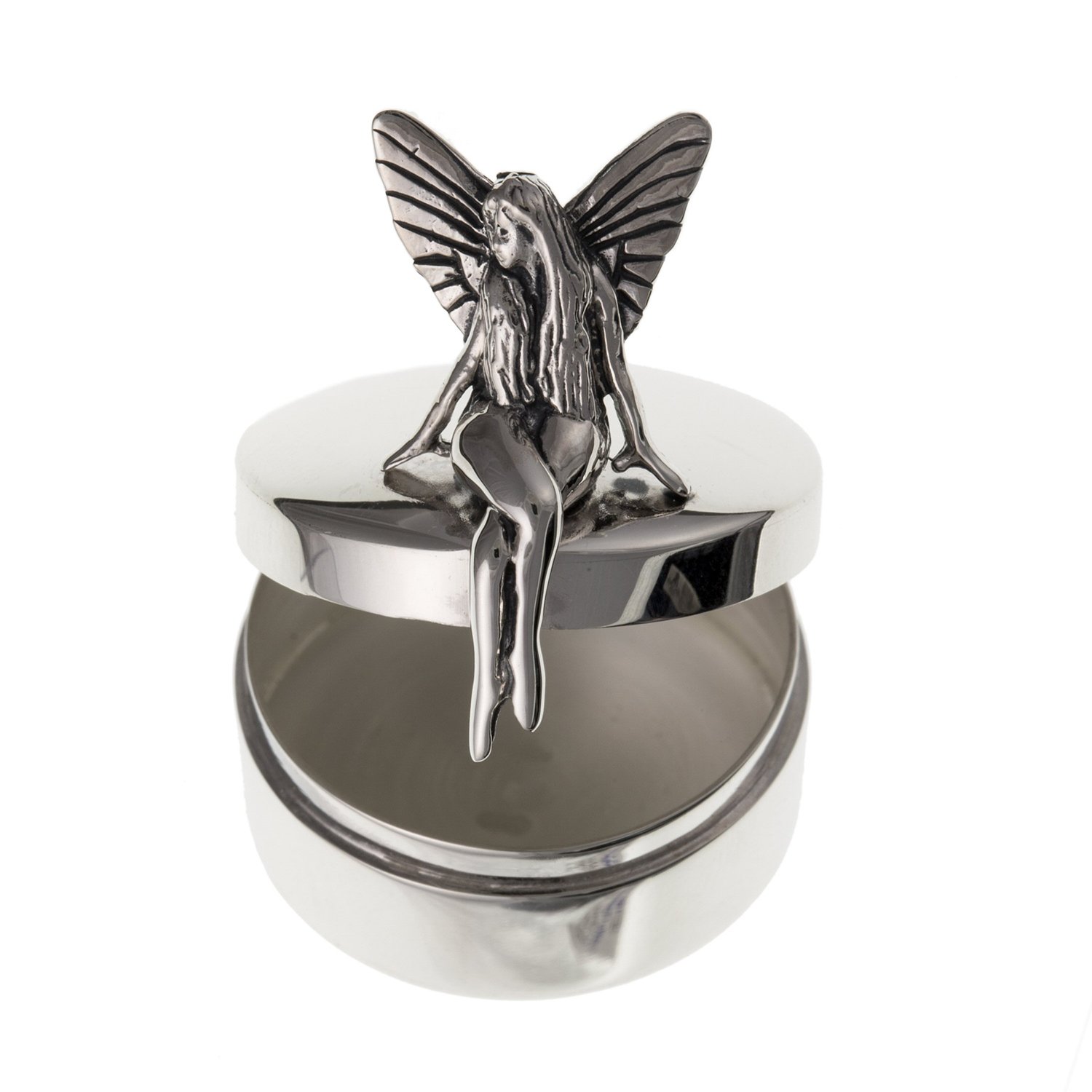 Designer Inspirations Boutique First Curl/Tooth Seated Fairy Trinket Box - 22MM Wide - Solid 925 Sterling Silver
