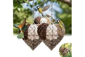 Handmade Alpaca Fiber Bird Nesting Heart, Bird Nesting Material Holder, Hummingbird Nest Boxes for Outside, Gifts for Birds L