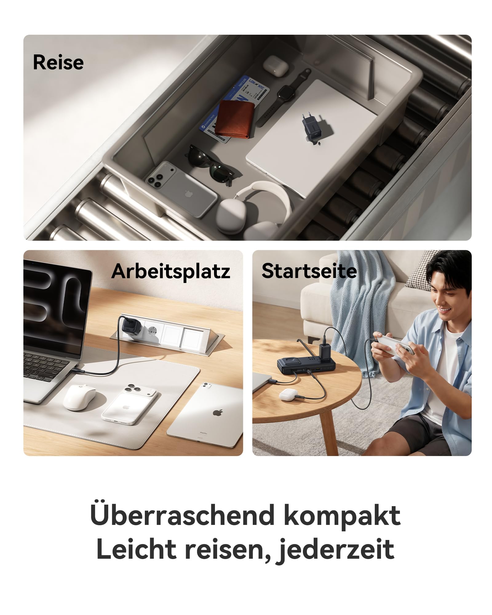 Baseus Enerfill 100W USB C Ladegerät, Kompaktes PD Schnellladegerät, GaN Netzteil für MacBook Pro/Air, iPad Pro, iPhone 17/16/15, Samsung Galaxy S25/S24, Laptop (inkl. 1m USB-C Kabel) 5
