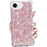 Changjia for iPhone 16e Glitter Case for Women, Cute Bling Sparkle Sparkly Shiny Reflective Soft TPU Silicone Bumper Shockproof Girls Slim Thin Protective Phone Case for iPhone 16e 6.1" 2025 (Pink)