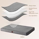 EHEYCIGA Orthopedic Large Dog Bed 91x68x9 cm with Removable Cover Grey view 4