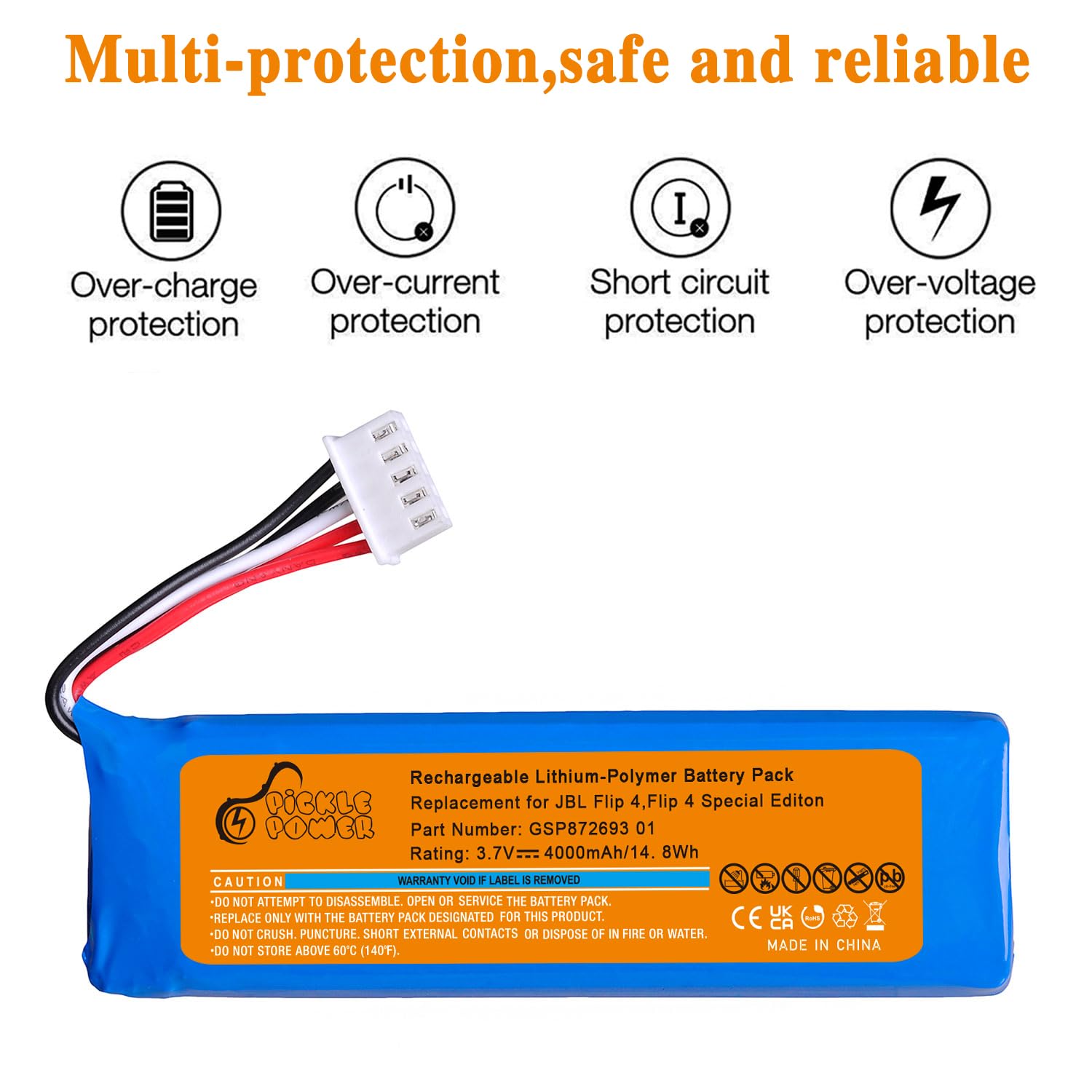 Batteria Ricambio 3300mAh Per JBL Flip 4 - Compatibile Con Flip 4 Special Edition