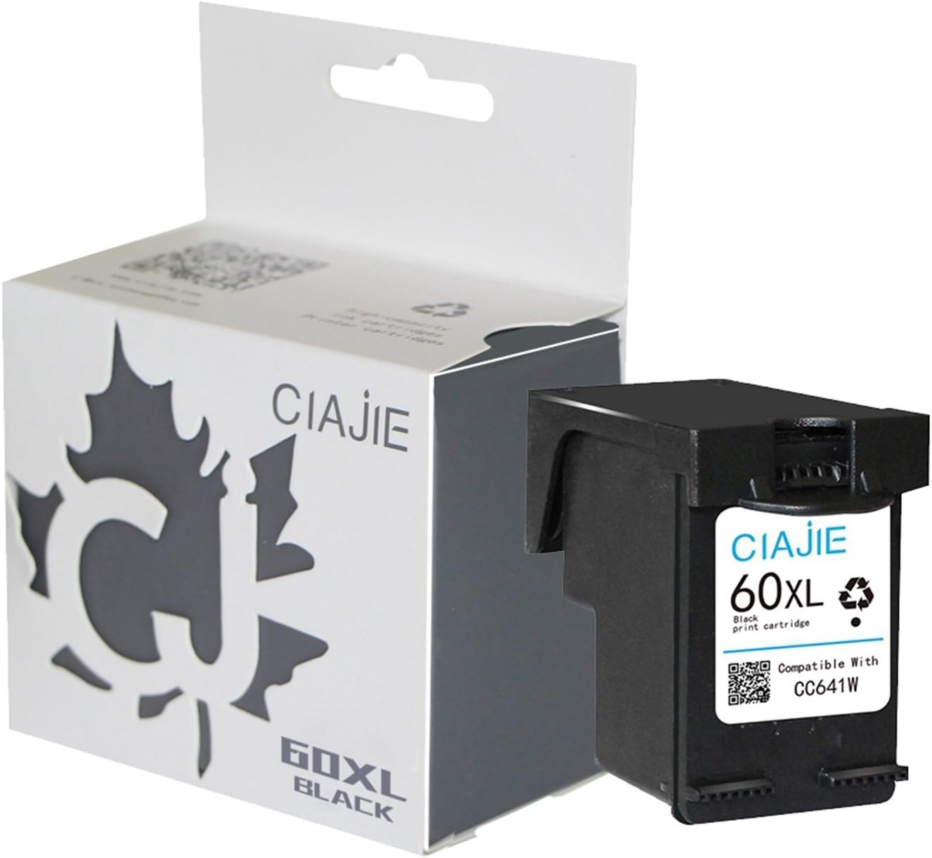 CIAJIE Waterproof Ink Reman HP 60XL Show Ink Level Ink Cartridge(Capacity Up to 200%) for HP Deskjet F4500, HP Envy 100 114 120, Photosmart C4700 C4780 D110 (Black)