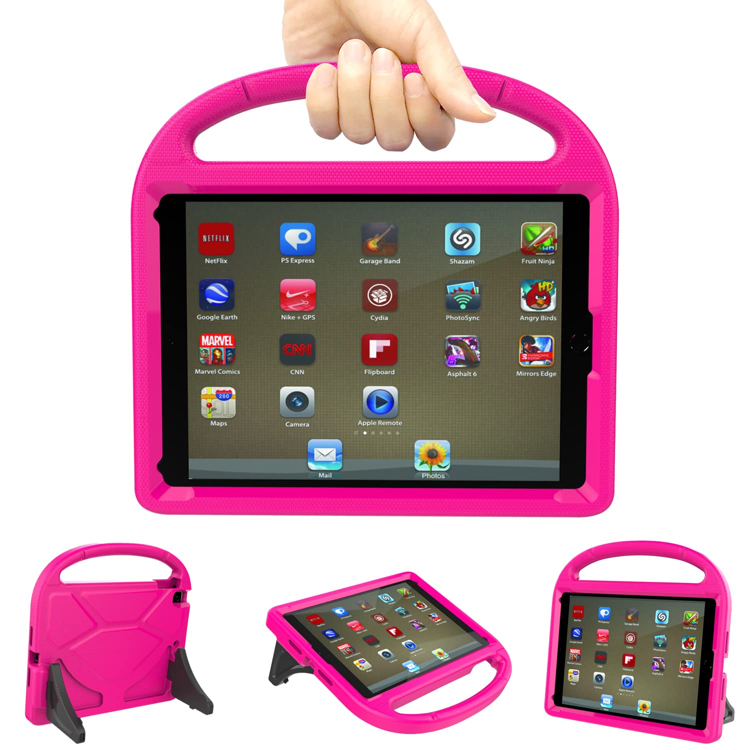 Kids Case for iPad 9.7 Inch 2018/2017 iPad 6th/5th Generation, TrendGate Lightweight Shockproof Kids iPad Cover with Handle and Kickstand for iPad Air/iPad Air 2/iPad Pro 9.7 Inch Tablet - Pink