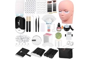 Lashes Kit for Eyelash Extension Beginner Lash Tech Starter with Eye Lash Mannequin Head, Professional Eyelash Extension Kit 
