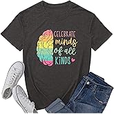 Celebrate Minds of All Kinds Shirt Women Autism Awareness Shirt Teacher Neurodiversity Short Sleeve Tee Top