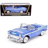 1956 Chevrolet Bel Air 1:18 Diecast Car Model - Tri-Five Classic with Full-Width Grille, Opening Doors & Functional Steering Wheel, Premium Gift Box for Collectors & Holiday Gifting, 14+,Blue