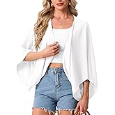 GRECERELLE Women's Summer Lightweight Cardigan Open Front Casual Loose Cropped Kimono Cover Ups